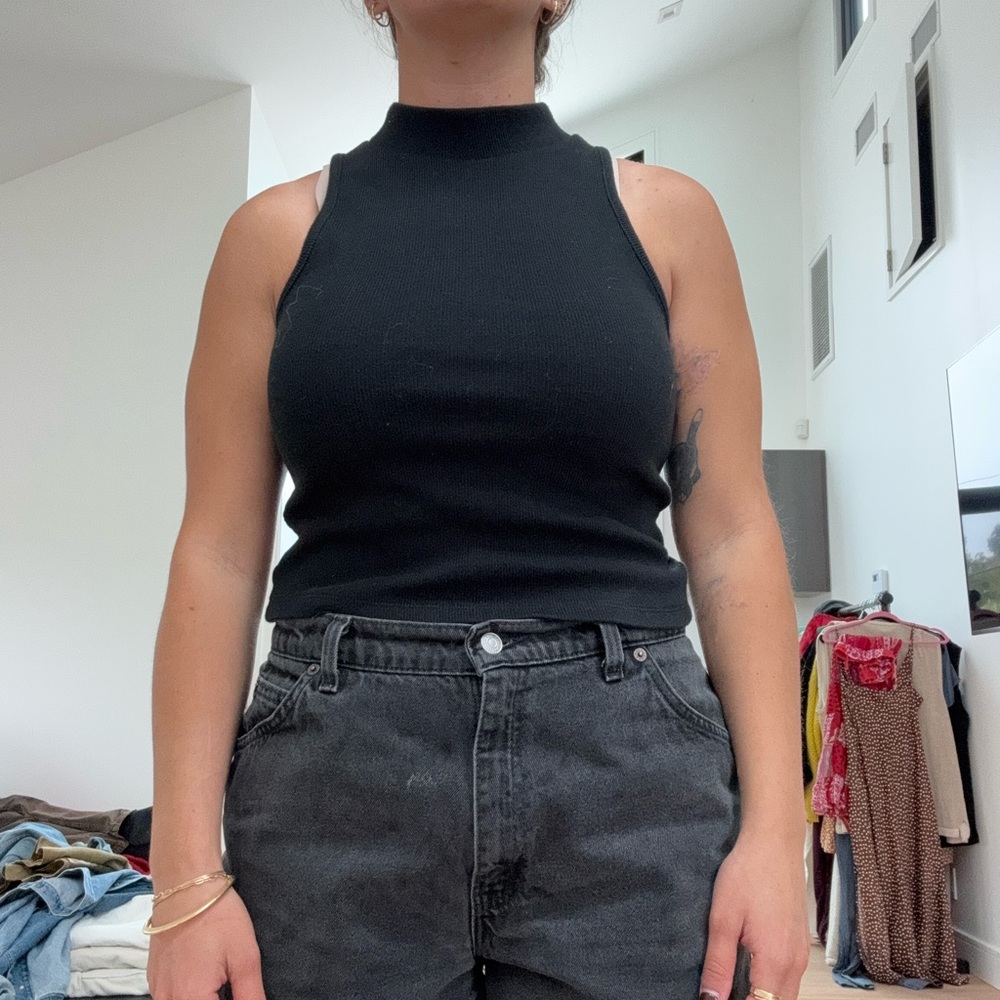 A New Day black Ribbed Sleeveless Top